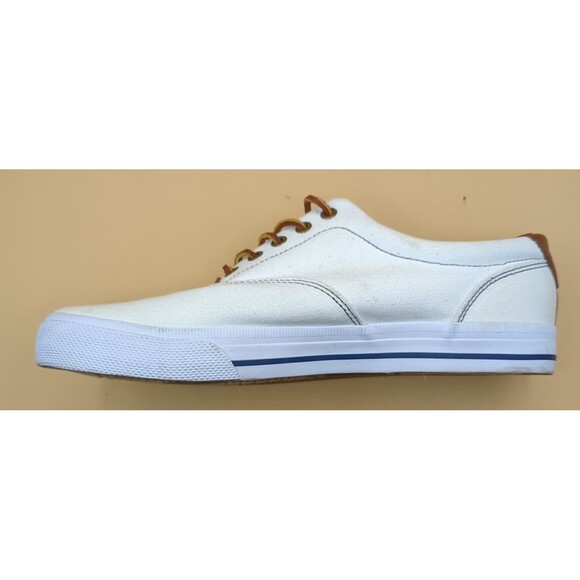 Polo Ralph Lauren Vaughn White Canvas Sneakers Shoes Mens Size 11 D Leather Lace - Picture 12 of 12